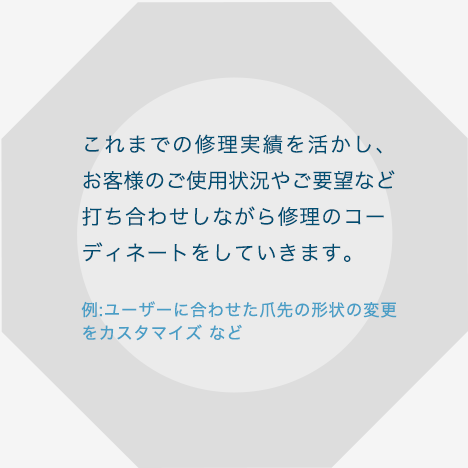 ご使用状況やご要望など打ち合わせしながら修理のコーディネート